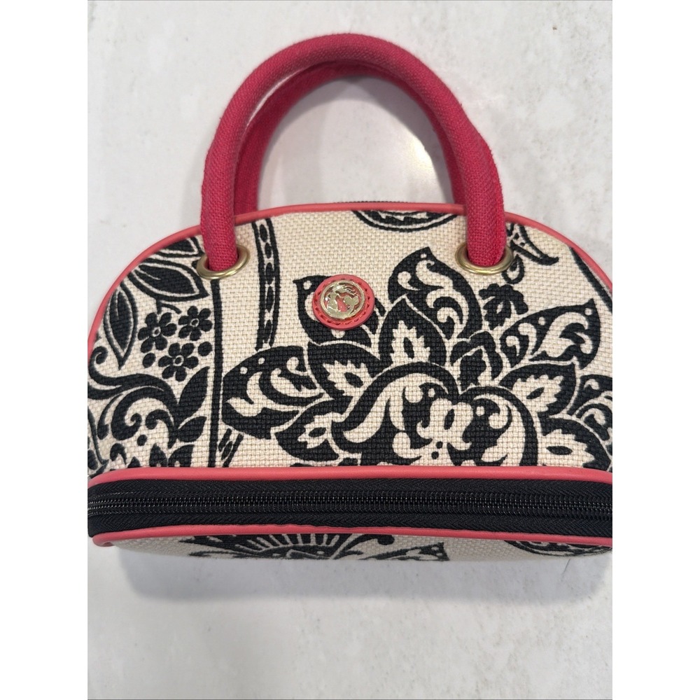 Spartina 449 Daufuskie Island Makeup Pouch Natural Black Floral Scroll